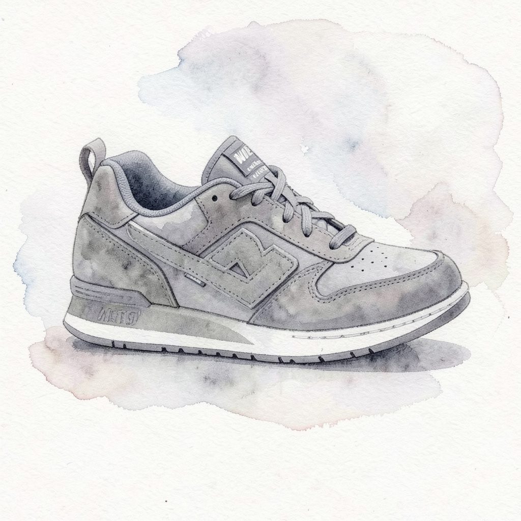 Grey suede low-top lifestyle sneaker on a plain background, casual everyday design