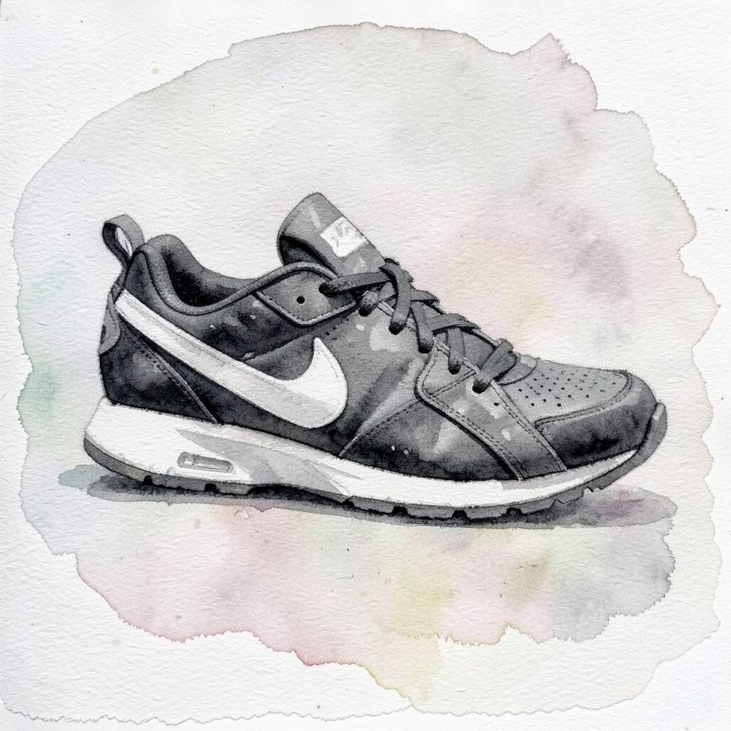 Black and white athletic sneaker photographed cleanly on a white background, sleek modern running-shoe design